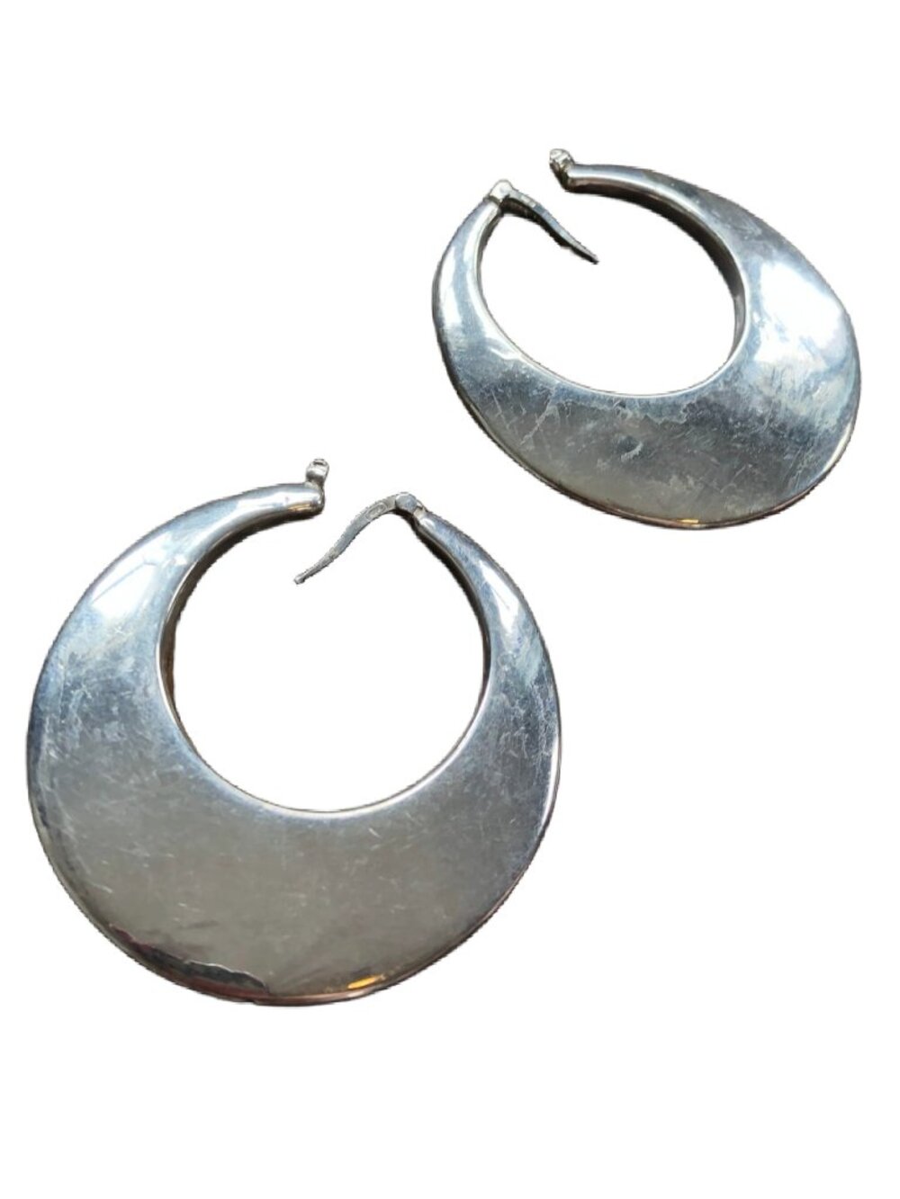 Sterling Silver Retro Vintage Hippie Hollow Hoop Earrings